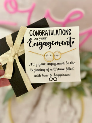 Engagement gift! Bride to be necklace! Infinity necklace, NON-Tarnish, Congratulations, bridal shower gift, Box + ribbon included!