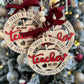 Teacher Ornament, 2024-2025 year, It takes a big heart to shape little minds, personalized with teacher name, from name & date