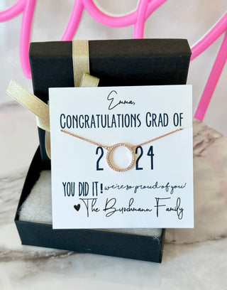2024 Graduation Gift! Graduation Circle Pendant Necklace! NON-TARNISH! Card, box & ribbon included!