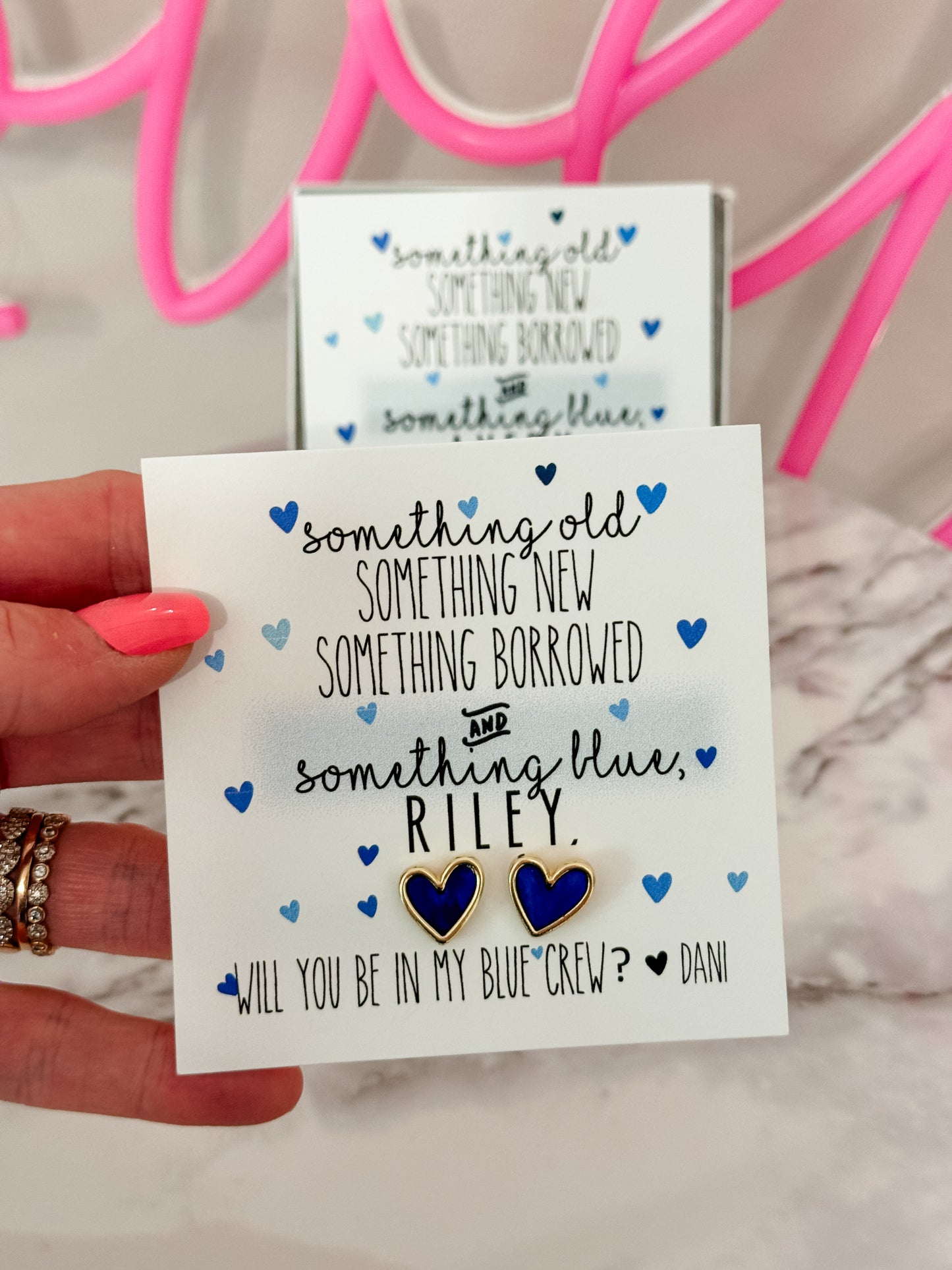 Something Blue? Bridesmaid Navy & Gold heart stud earring TOP SELLER! bridesmaid proposal, Bridesmaid thank you earrings, blue crew