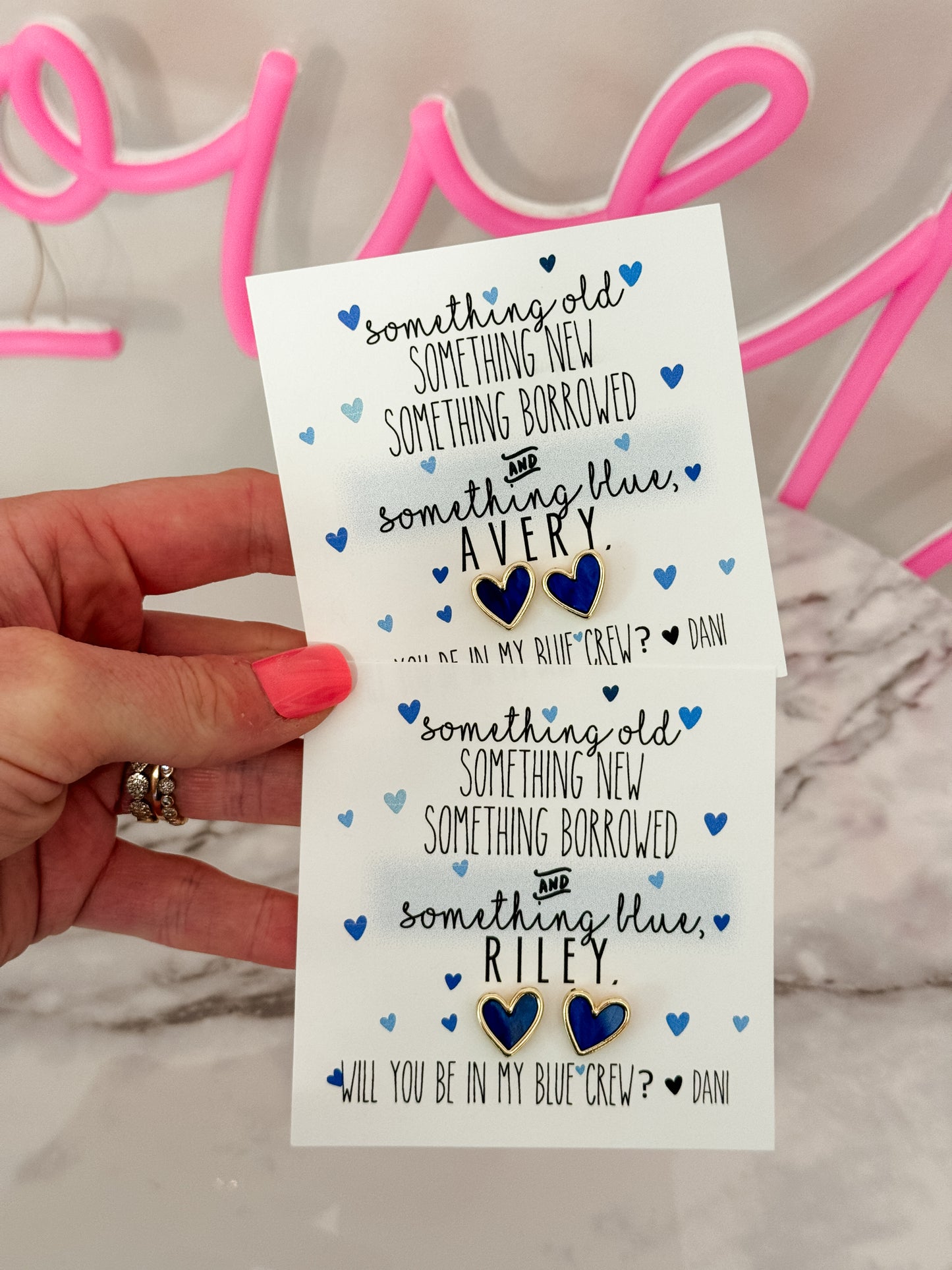 Something Blue? Bridesmaid Navy & Gold heart stud earring TOP SELLER! bridesmaid proposal, Bridesmaid thank you earrings, blue crew