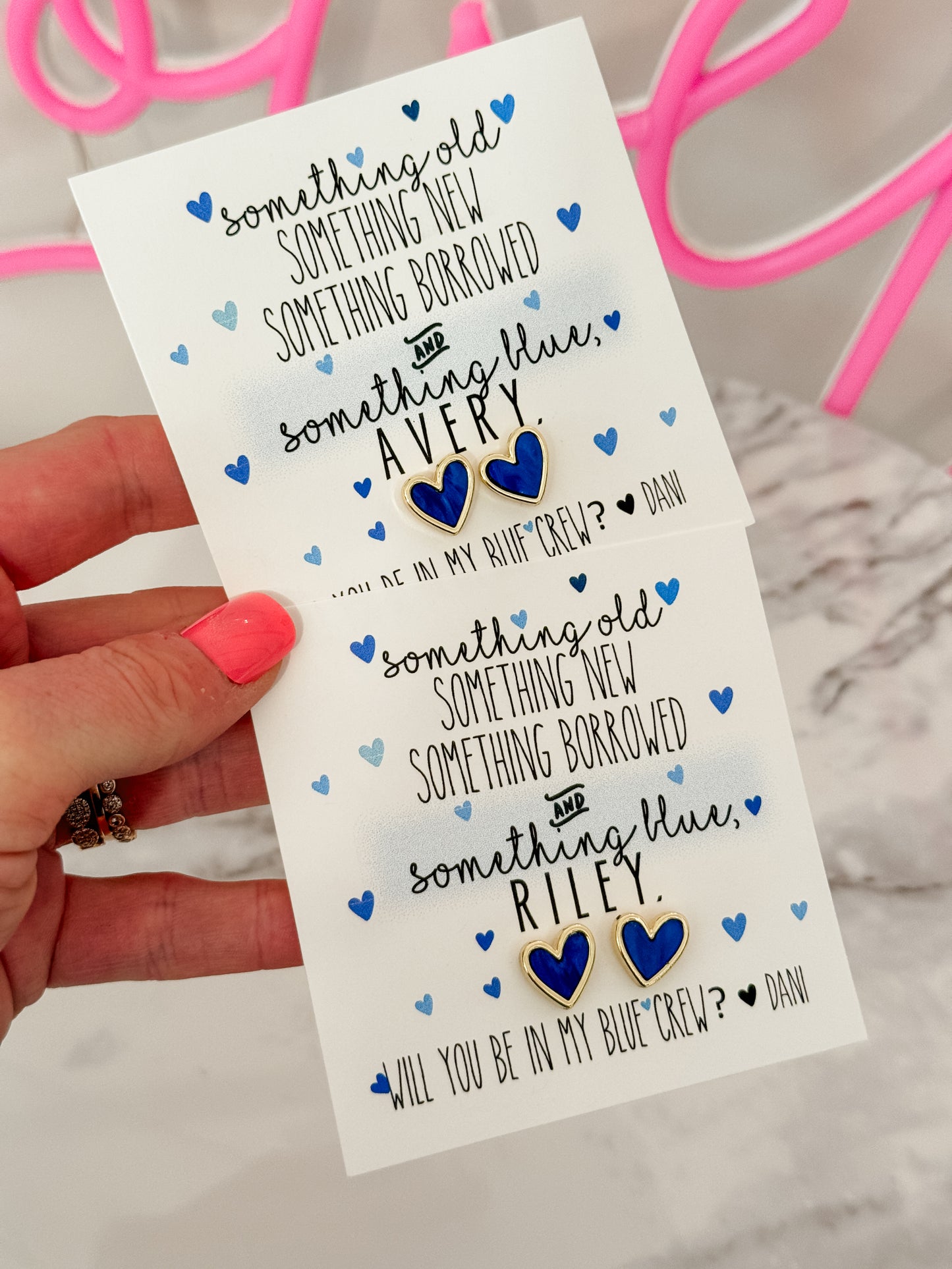 Something Blue? Bridesmaid Navy & Gold heart stud earring TOP SELLER! bridesmaid proposal, Bridesmaid thank you earrings, blue crew