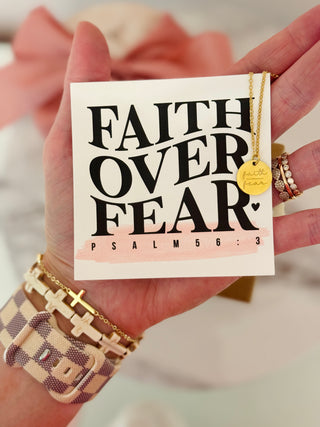 Faith Over Fear Necklace stainless steel, non-tarnish necklace with card, box & ribbon included!