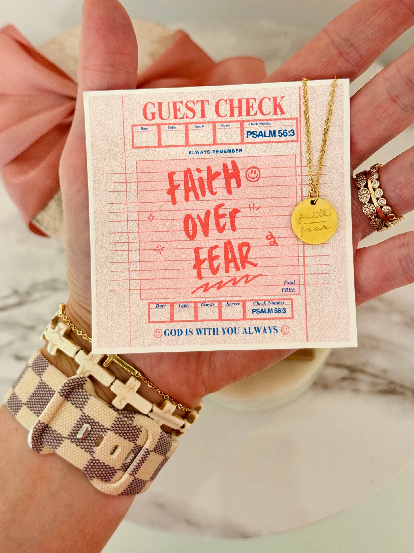Faith Over Fear Gold stainless steel, non-tarnish necklace with card, box & ribbon included!