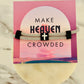 Make Heaven Crowded Cross Bracelet, Gray corded, black and white cross with card, box & ribbon included!