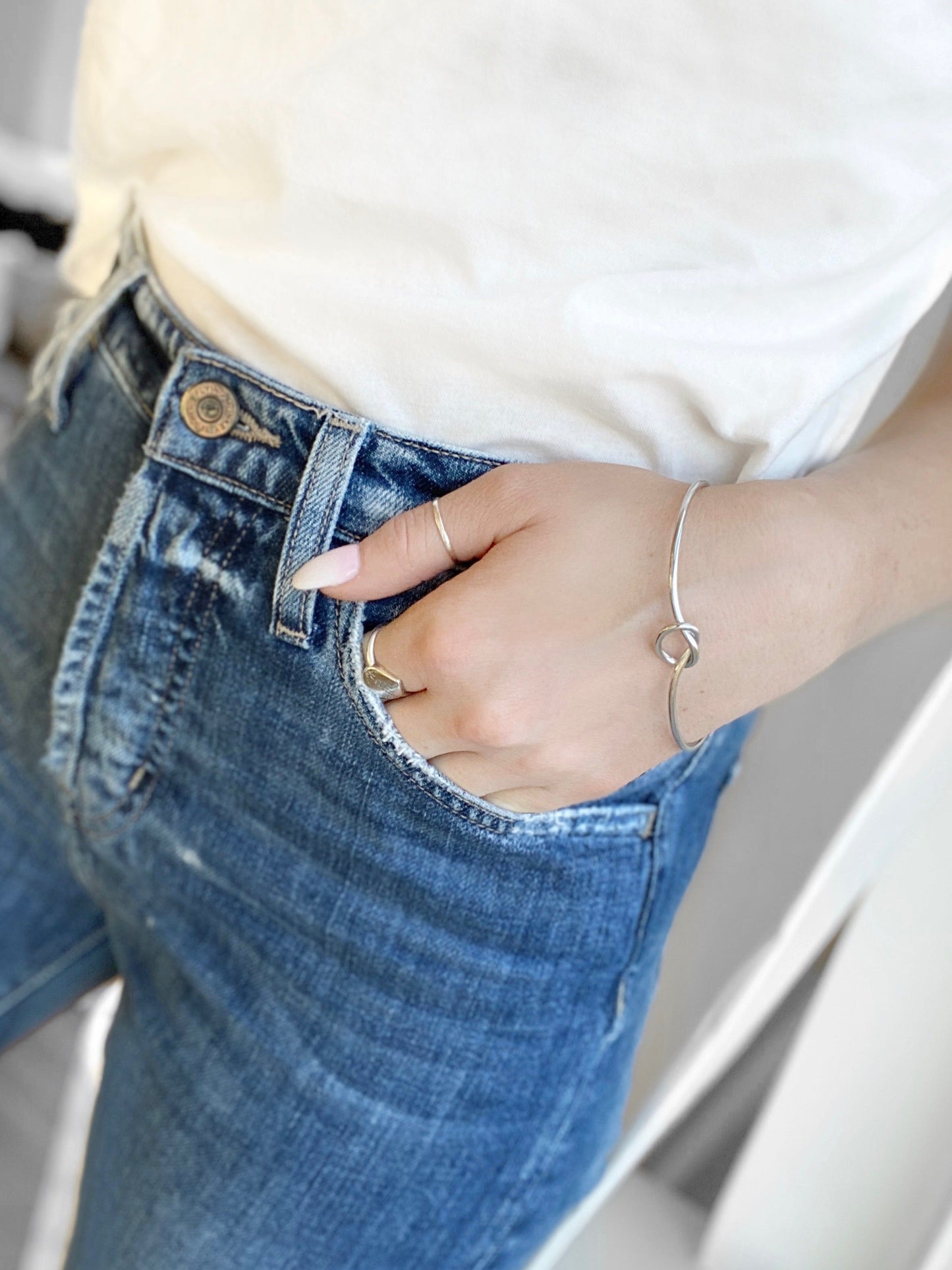 My wedding day would KNOT be complete without you! Circle stud earrings & knot bangle gift set!