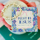 Rest in Jesus marble stone cross bracelet, card, box & ribbon included!