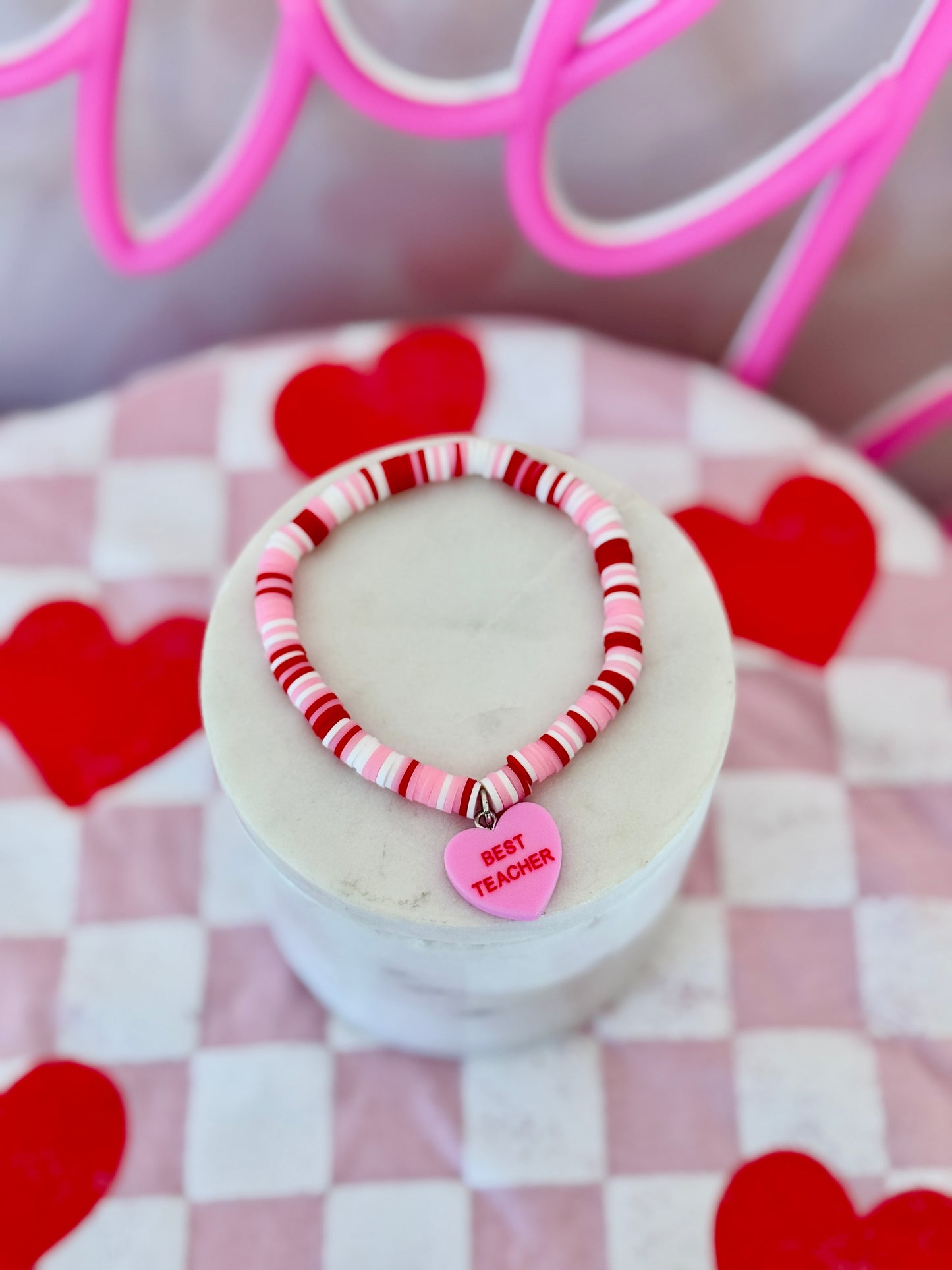 BEST TEACHER Sweetheart charm bracelet, Valentine's Day gift, How Sweet it is to be taught by YOU card, box & ribbon!