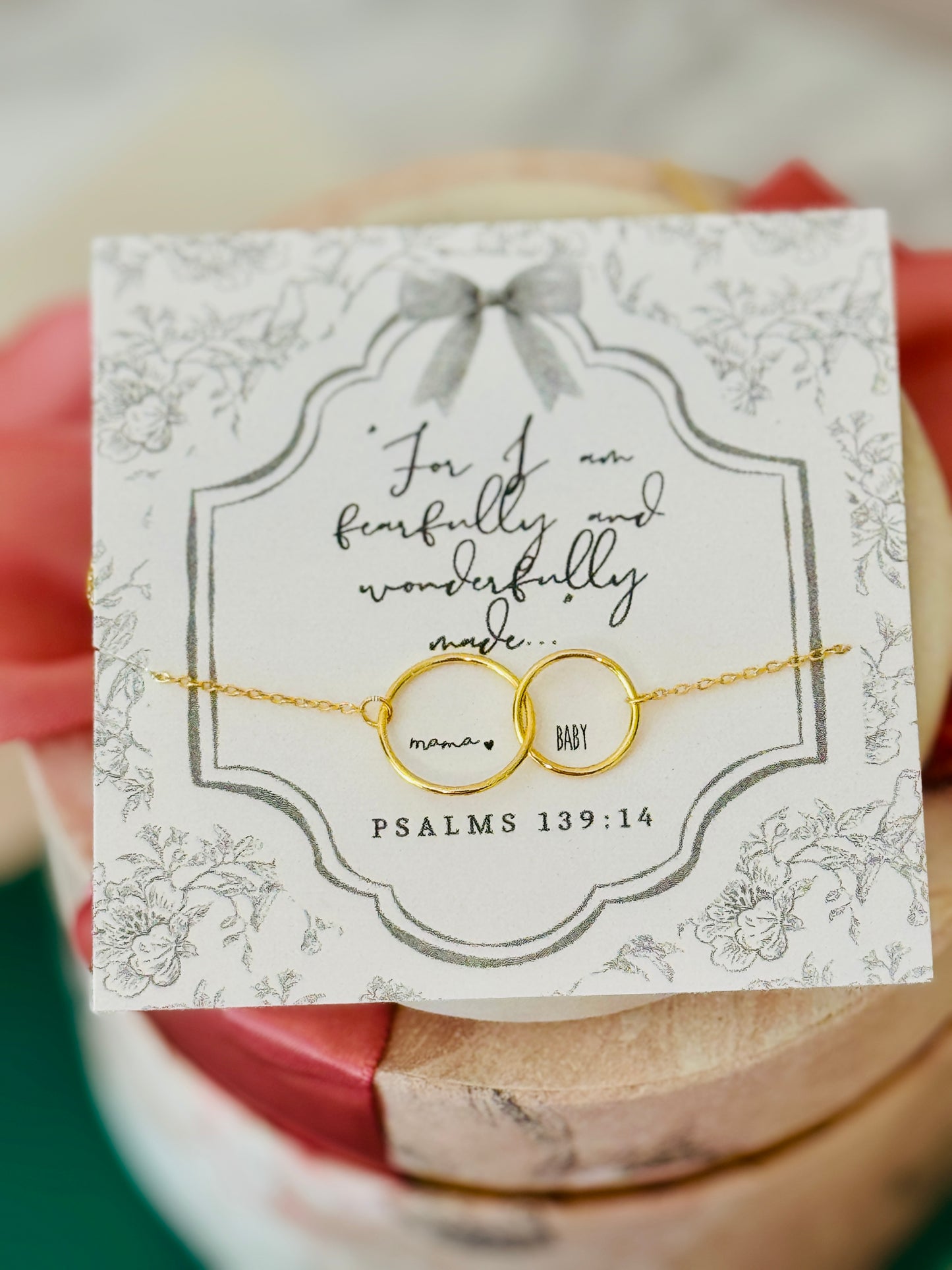 For I am Fearfully & Wonderfully Made, New Mom Infinity Necklace- Non-Tarnish! Pink, Blue or Grey card option!