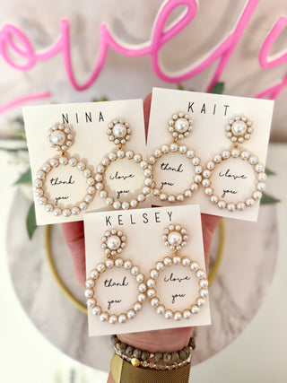 Bridal Party Pearl Circle Statement Earrings