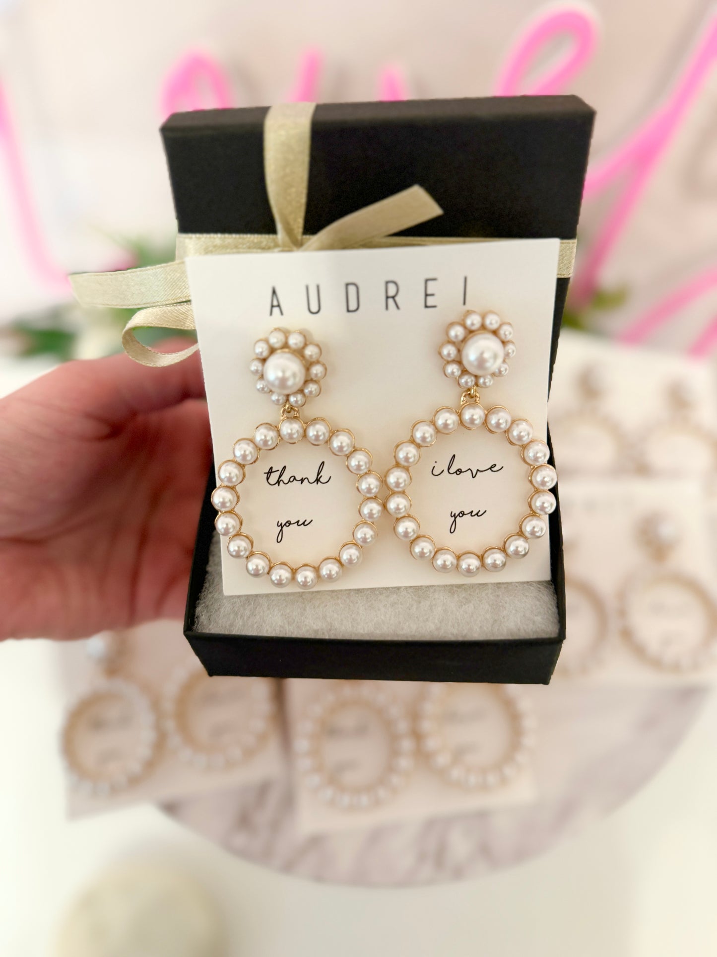 Bridal Party Pearl Circle Statement Earrings