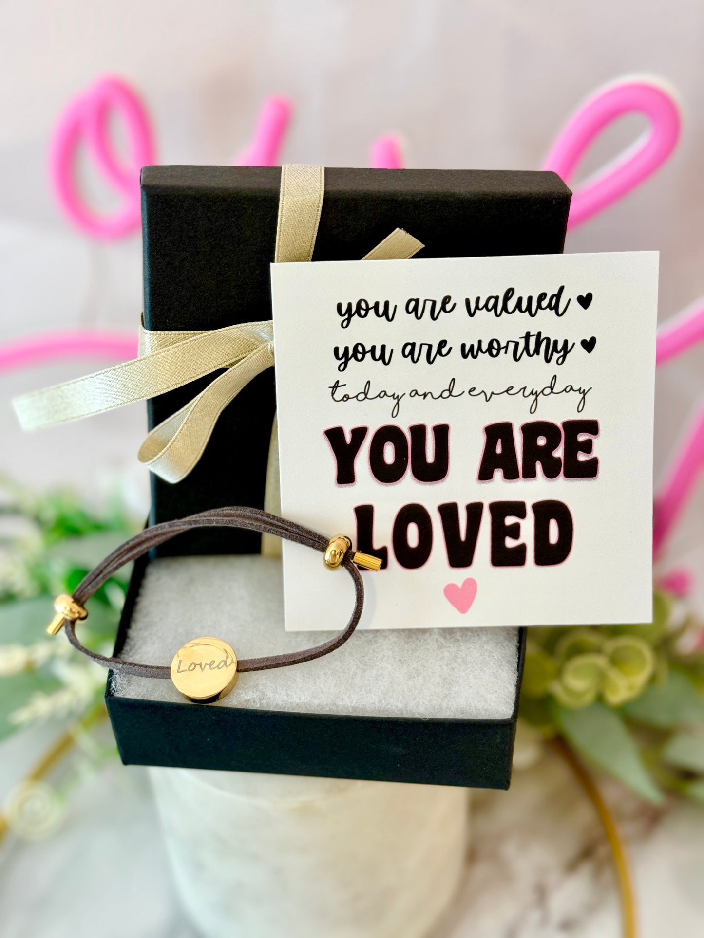 You are LOVED, Engraved "Loved", adjustable bracelet, hypoallergenic & NON-Tarnish! Encouragement gift, college gift, gift for daughter, gift for mom!