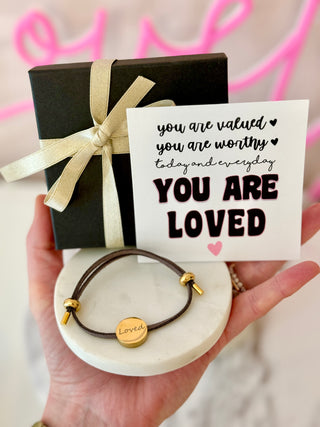 You are LOVED, Engraved "Loved", adjustable bracelet, hypoallergenic & NON-Tarnish! Encouragement gift, college gift, gift for daughter, gift for mom!