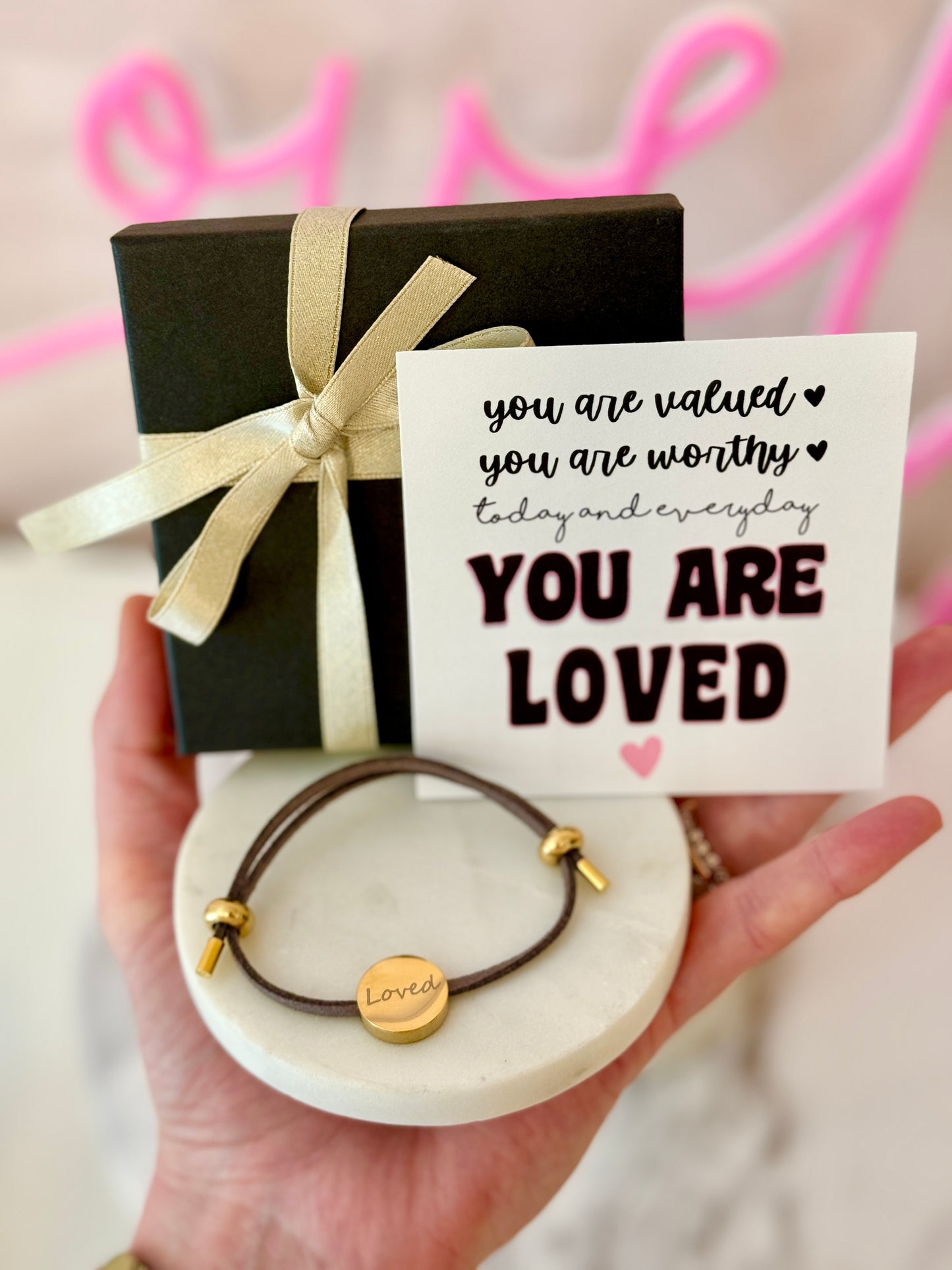 You are LOVED, Engraved "Loved", adjustable bracelet, hypoallergenic & NON-Tarnish! Encouragement gift, college gift, gift for daughter, gift for mom!