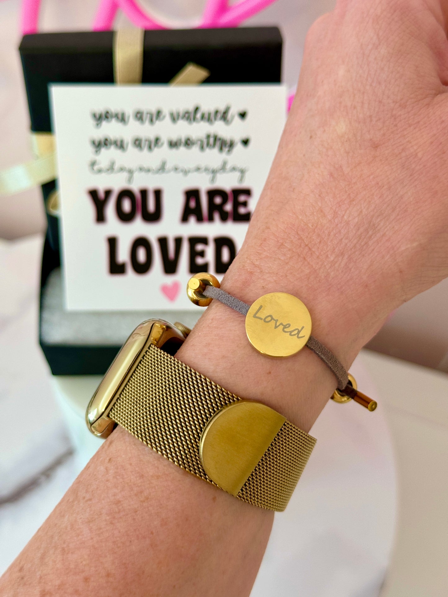 You are LOVED, Engraved "Loved", adjustable bracelet, hypoallergenic & NON-Tarnish! Encouragement gift, college gift, gift for daughter, gift for mom!