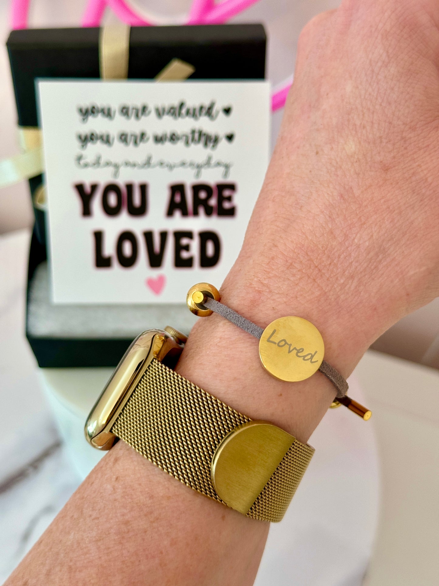 You are LOVED, Engraved "Loved", adjustable bracelet, hypoallergenic & NON-Tarnish! Encouragement gift, college gift, gift for daughter, gift for mom!