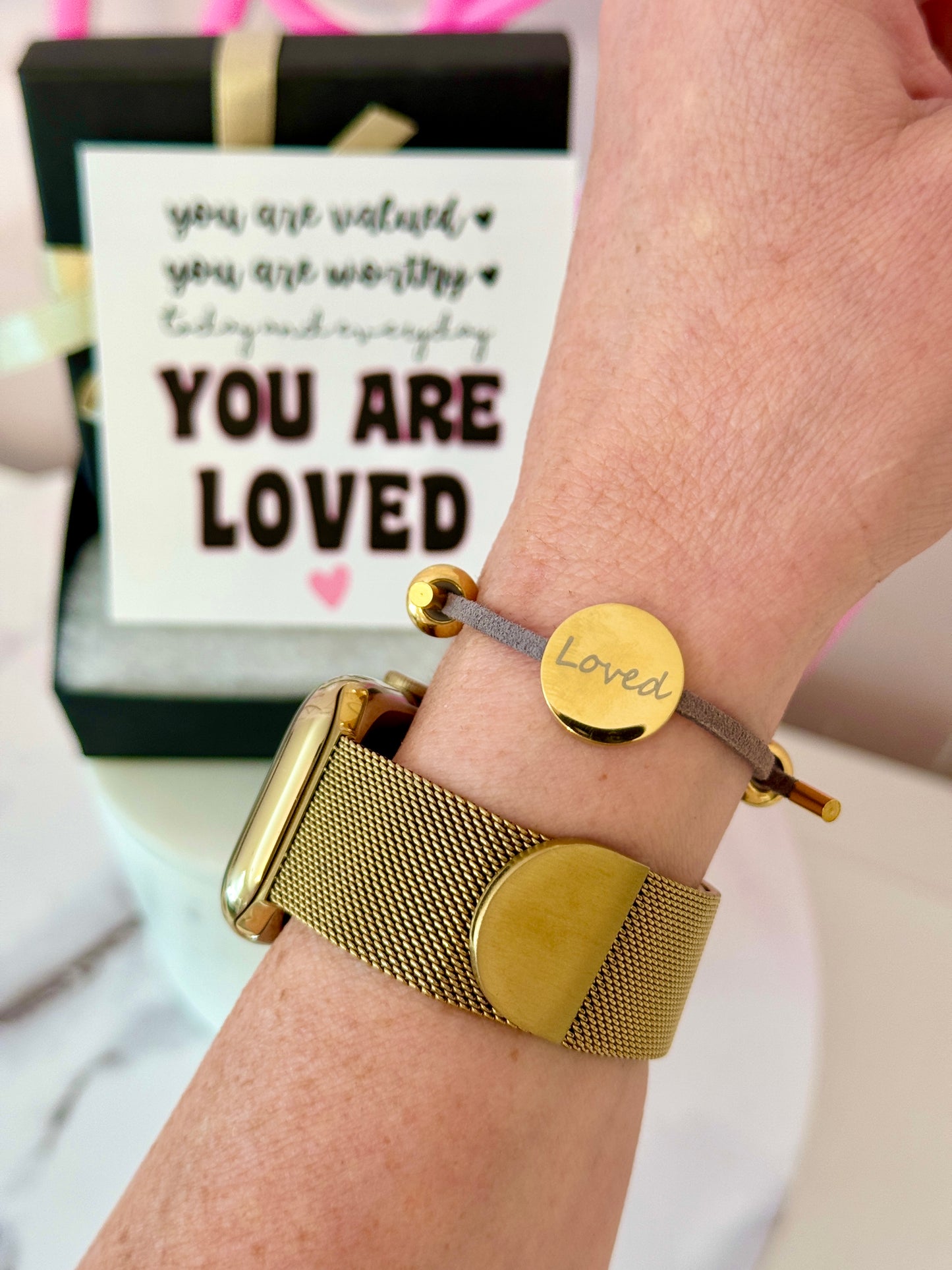 You are LOVED, Engraved "Loved", adjustable bracelet, hypoallergenic & NON-Tarnish! Encouragement gift, college gift, gift for daughter, gift for mom!