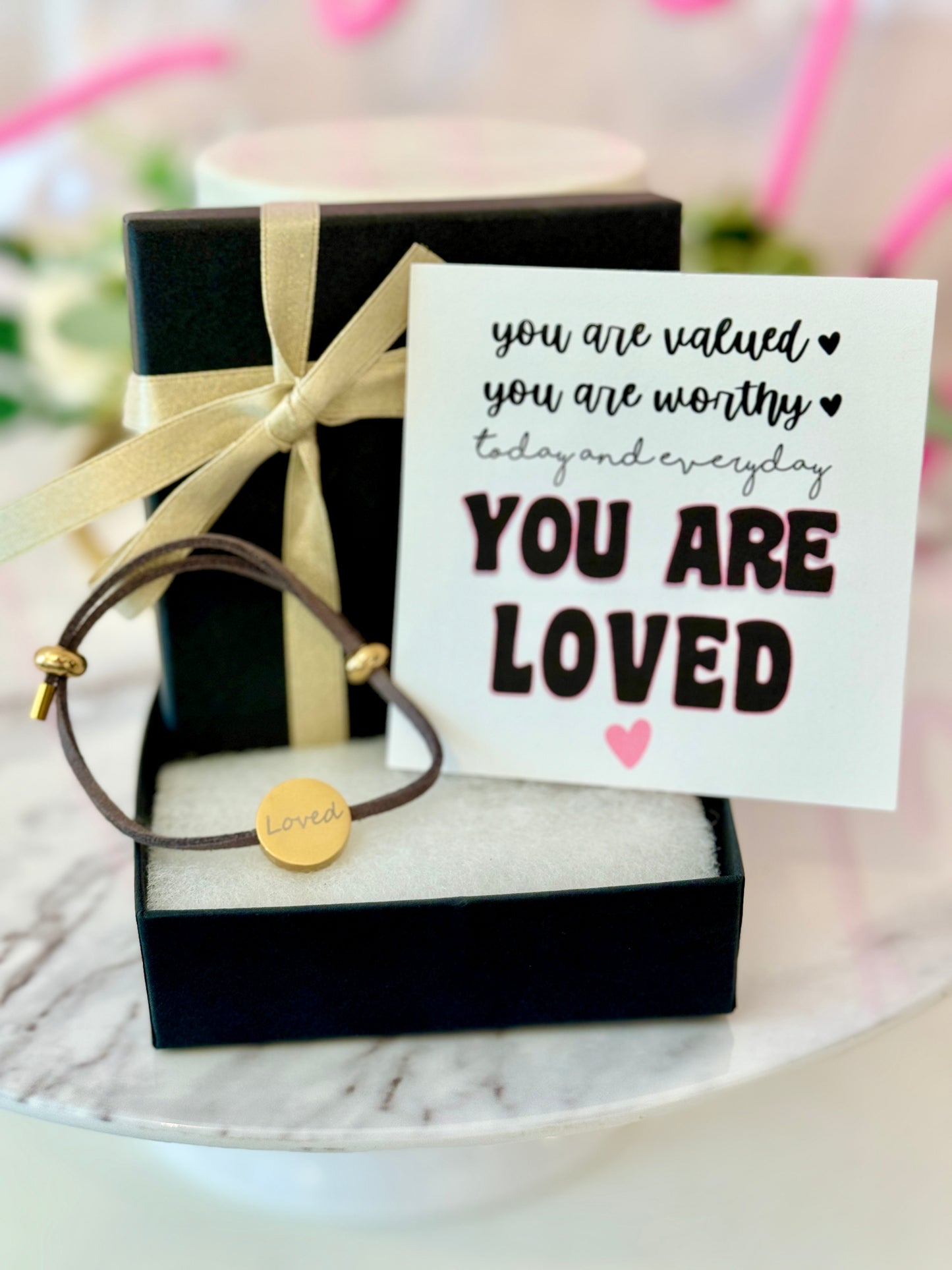 You are LOVED, Engraved "Loved", adjustable bracelet, hypoallergenic & NON-Tarnish! Encouragement gift, college gift, gift for daughter, gift for mom!