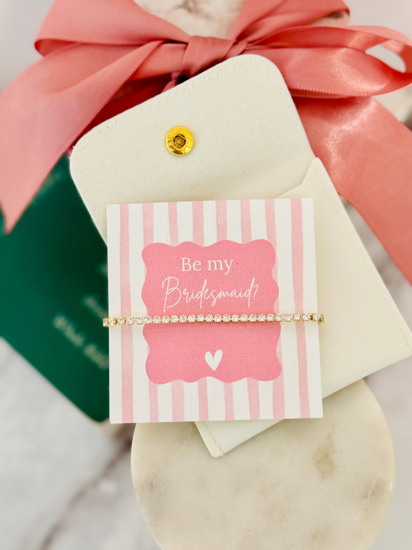 Bridal Party Dainty CZ Non-Tarnish Necklace, Earrings OR Bracelet! Gold, silver or Rose Gold! Box+Ribbon Included!