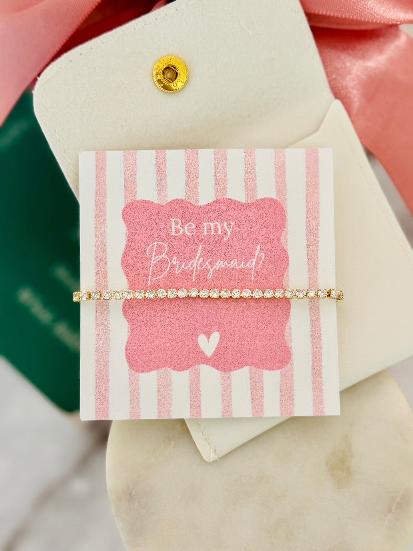 Bridal Party Dainty CZ Non-Tarnish Necklace, Earrings OR Bracelet! Gold, silver or Rose Gold! Box+Ribbon Included!