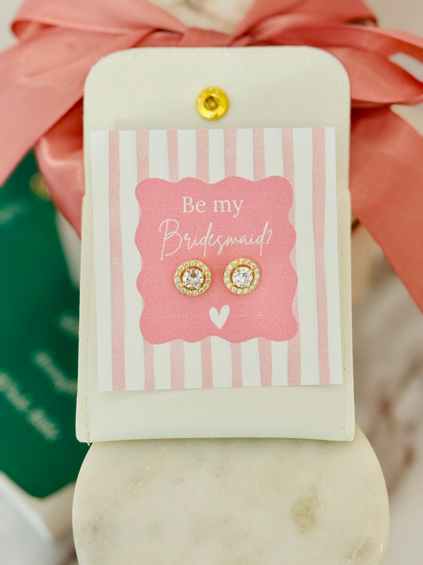 Bridal Party Dainty CZ Non-Tarnish Necklace, Earrings OR Bracelet! Gold, silver or Rose Gold! Box+Ribbon Included!