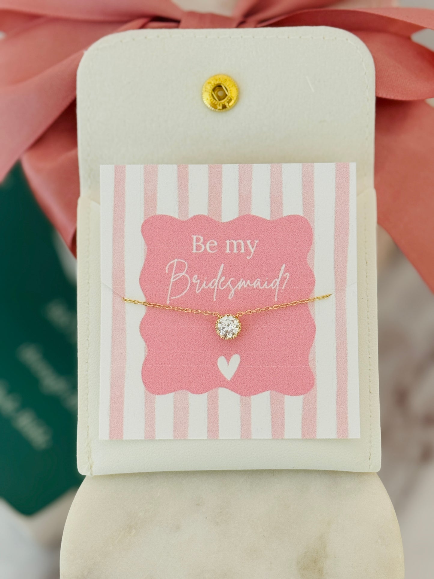 Bridal Party Dainty CZ Non-Tarnish Necklace, Earrings OR Bracelet! Gold, silver or Rose Gold! Box+Ribbon Included!