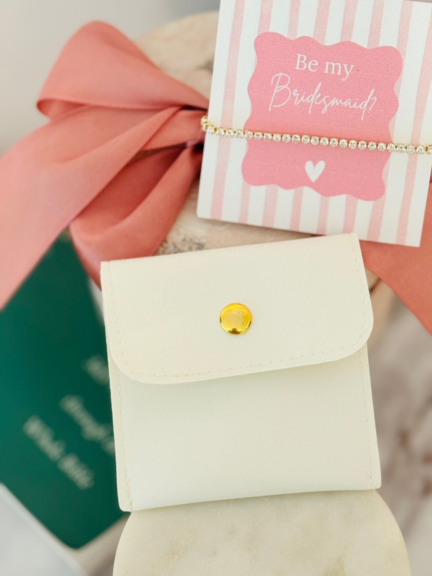 Bridal Party Dainty CZ Non-Tarnish Necklace, Earrings OR Bracelet! Gold, silver or Rose Gold! Box+Ribbon Included!