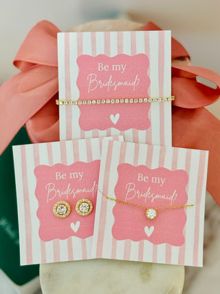 Bridal Party Dainty CZ Non-Tarnish Necklace, Earrings OR Bracelet! Gold, silver or Rose Gold! Box+Ribbon Included!