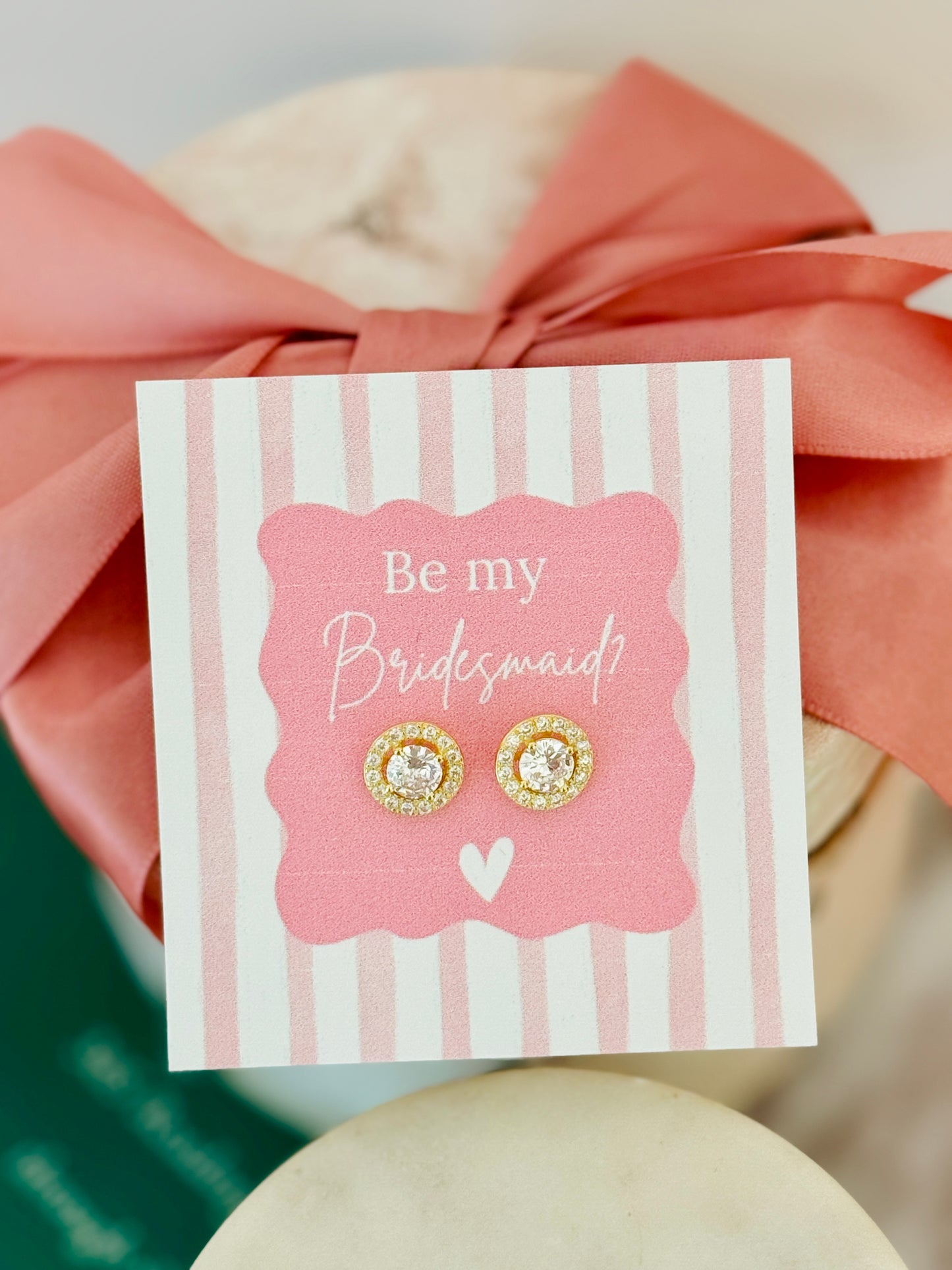 Bridal Party Dainty CZ Non-Tarnish Necklace, Earrings OR Bracelet! Gold, silver or Rose Gold! Box+Ribbon Included!