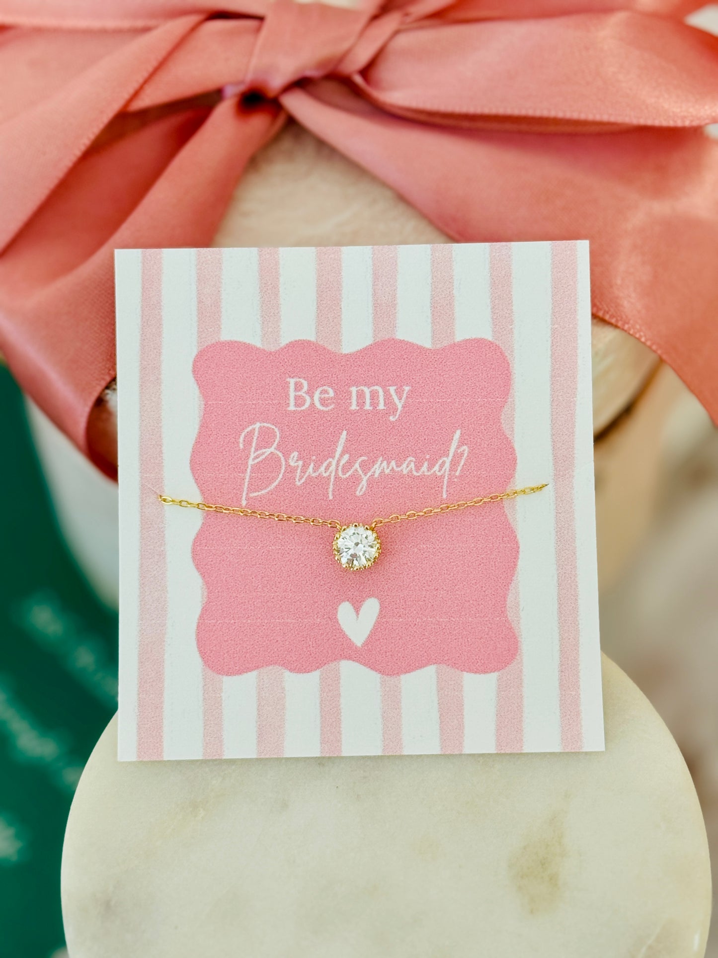 Bridal Party Dainty CZ Non-Tarnish Necklace, Earrings OR Bracelet! Gold, silver or Rose Gold! Box+Ribbon Included!