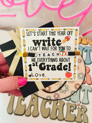 Let's start this year off "write" Teach Bracelet, card, box and ribbon!
