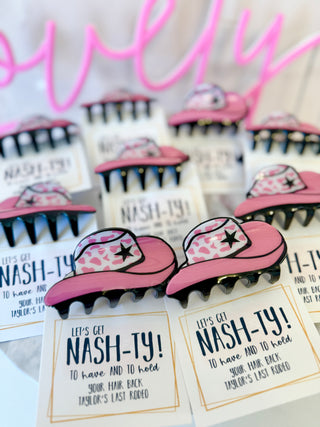 Bachelorette party gift, Nashville bridesmaid gift, Cowgirl, Cowboy bridal party gift, bridesmaid box claw clip, Bridal party favor, Nash-ty