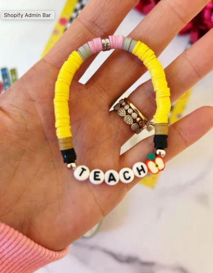 Back to School Yellow Pencil Teach Bracelet! Card, box & ribbon included!