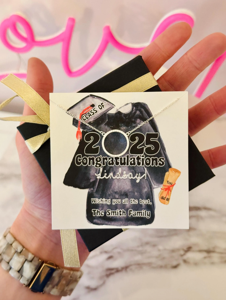 Class of 2025 Graduation gift, graduate gift, Circle Pendant Necklace, NON-TARNISH, Hypoallergenic, box&ribbon included.High school grad gift
