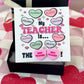 My Teacher is... the BEST TEACHER Pink sweetheart studs! Valentine's Day gift, Thanks for being the best teacher, teacher gift, personalized card, box & ribbon!