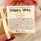 Senior Year High School Infinity Necklace gift for daughter or friend, Non-Tarnish, hypoallergenic, card, box + ribbon included!