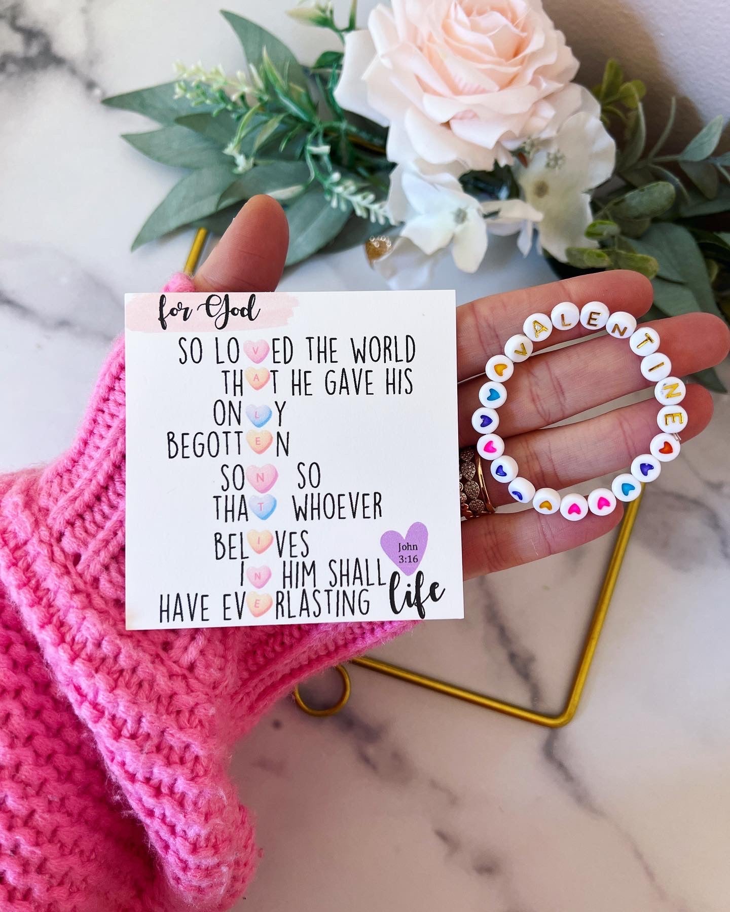 Bible Verse Kids or Adult Valentine Bracelet