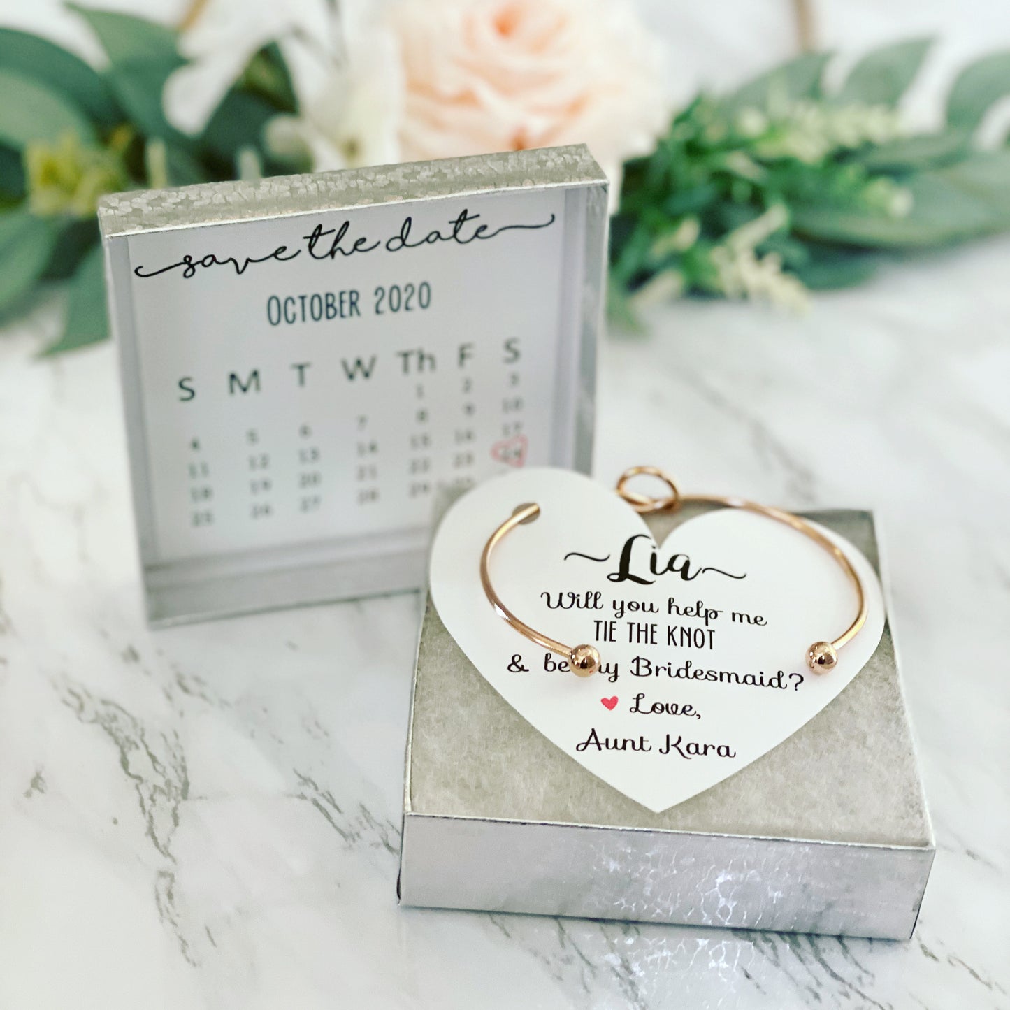 Save the Date Bridal Party Proposal Bangle & Card