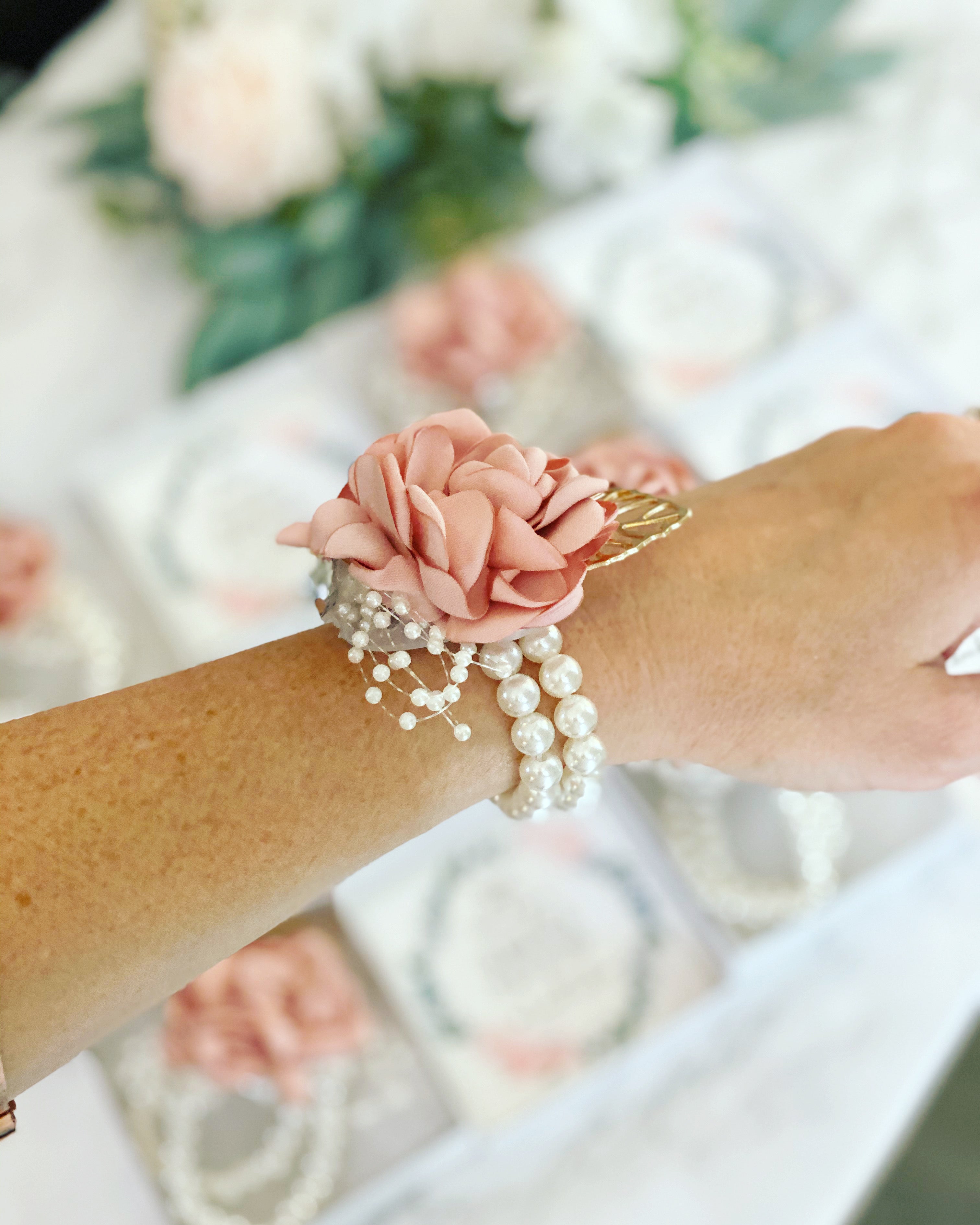 Gold wrist shop corsage bracelet