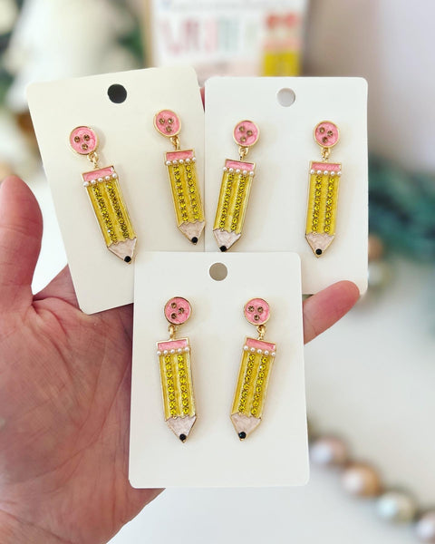 amousa Teacher Earrings, Jewelry Gifts For Teacher, Women Girls Handmade  Gifts, Wooden Pencil Earrings 