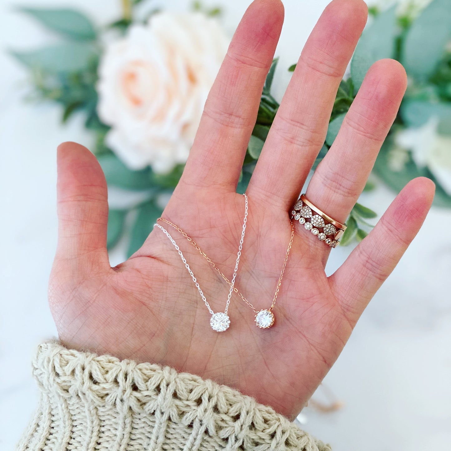 CZ Earrings and Matching Necklace with Heart Card