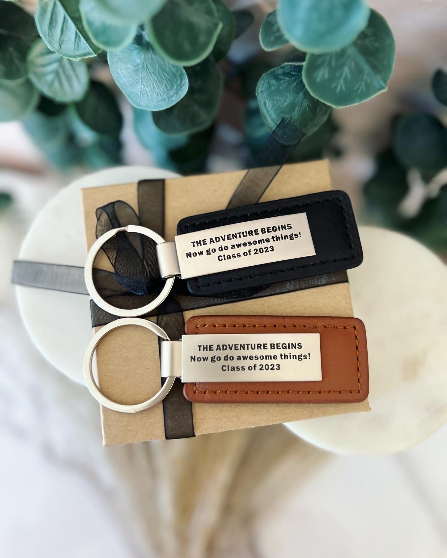Congratulations Leather Graduation Car Key Memento, Card, Box & Ribbon
