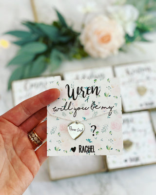 Engraved Heart Flower Girl Necklace