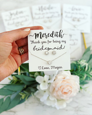 Thank You Gift! Cubic Zircon Studs & Matching Necklace Gift