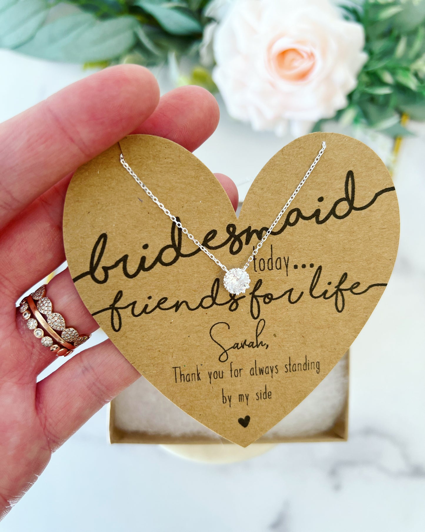 Bridesmaid Today, Friend for Life Bridesmaid Necklace! Heart Card