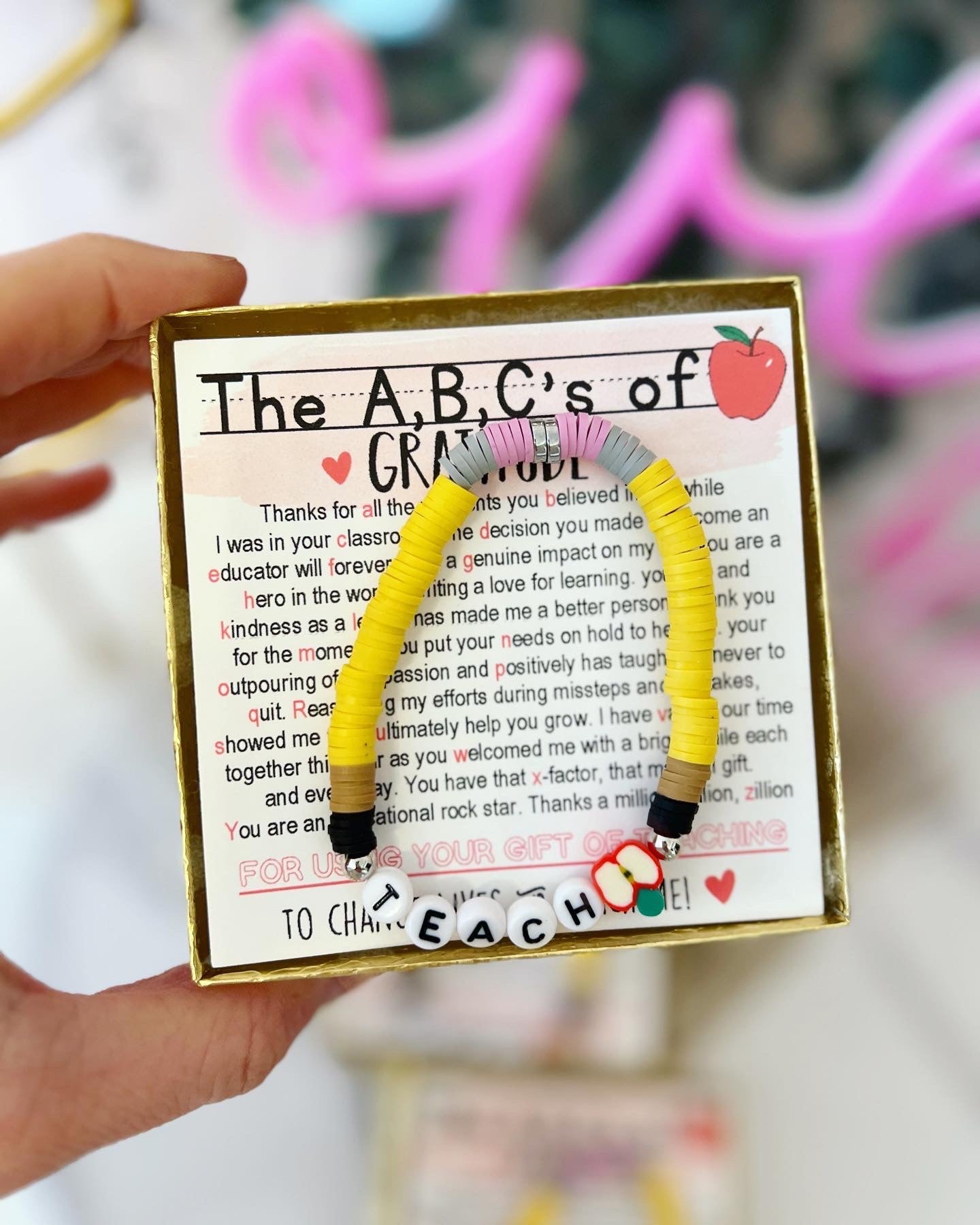 A,B,C's of Gratitude Poem & Teach Bracelet End of Year Teacher Gift