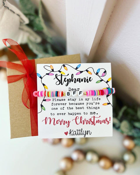 Best Friends Gifts Christmas, Cute Gifts for Friends, Best Friend Christmas Gift Small, BFF Christmas Gift, Wish Bracelet BFF Christmas Card