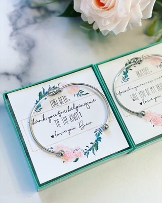 I Can't Tie The Knot Without You! Floral Wreath Bangle