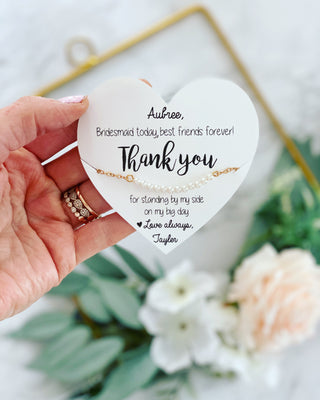 Heart Card Pearl Bracelet Thank You Gift