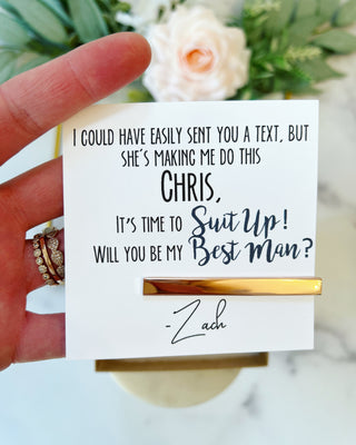 Suit Up! Groomsman Tie Bar Gift